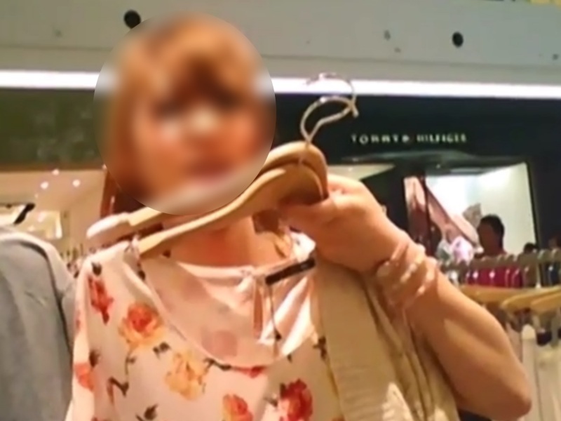[Voyeur Video] Upskirt shots taken from below inside a store. Check out the polka-dot panties of this super-cute shop clerk with mixed-race features.