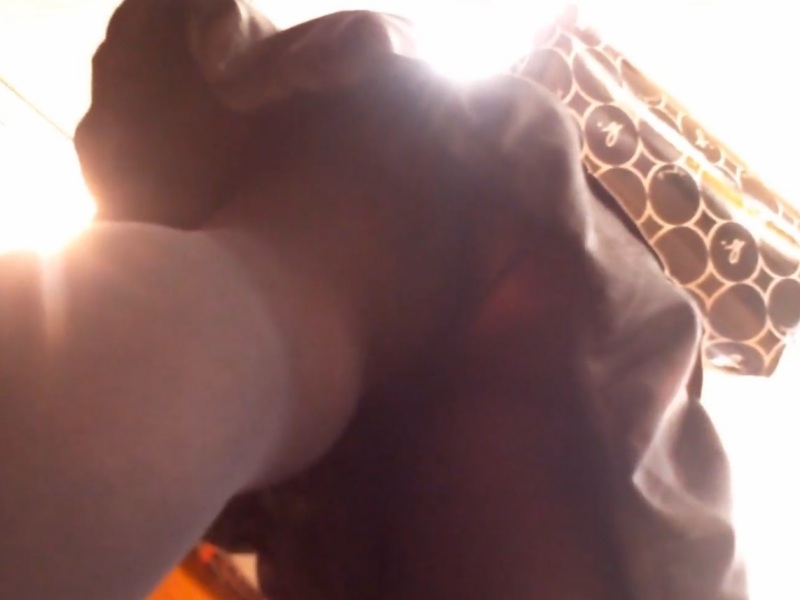 [Voyeur Video] Thick Denier Stockings: Upskirt Footage of an Amateur Girl Shopping, Filmed from Below Through Her Black Stockings