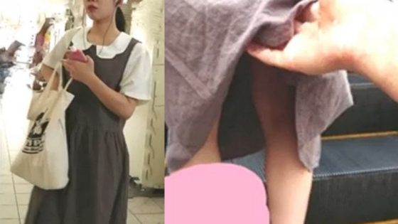【盗撮動画】ワンピースJD、駅でスカートをめくられがっつり丸見えパンチラを撮られる