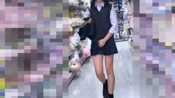 【盗撮動画】史上最高レベルの8頭身美少女JKさん、ついに逆さ撮りでパンチラを盗み撮られる